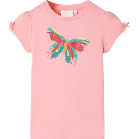 Kortærmet T-shirt til børn str. 140 - lyserød med print