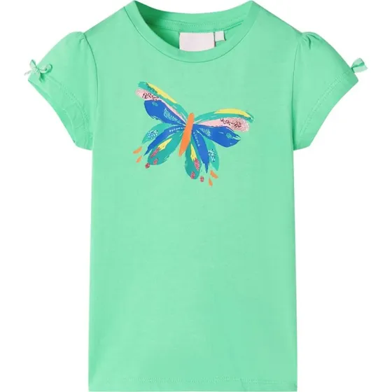 Børne-T-shirt str. 92 lysegrøn – kort ærme, rund hals