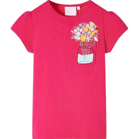 Kortrmet T-shirt til brn str.128, pink
