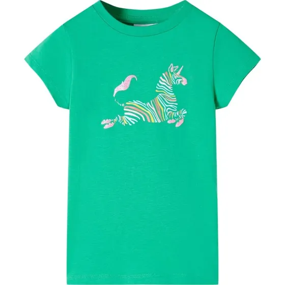 Børne T-shirt str.116, grøn – kortærmet og komfortabel