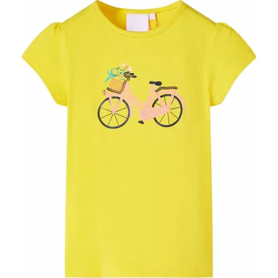 Brne T-shirt str. 140 gul med cykelprint