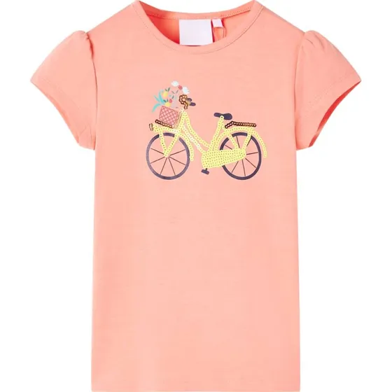 Børne-T-shirt kortærmet neonkoral - Str. 104