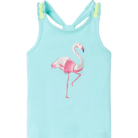 Tanktop brn str. 116 - Lys mint med glitter-flamingo