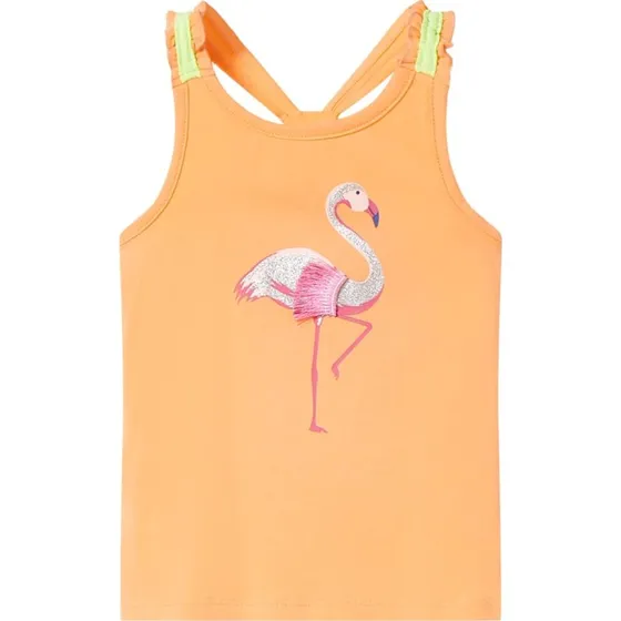 Brne tanktop 104 Orange med glitter-flamingo