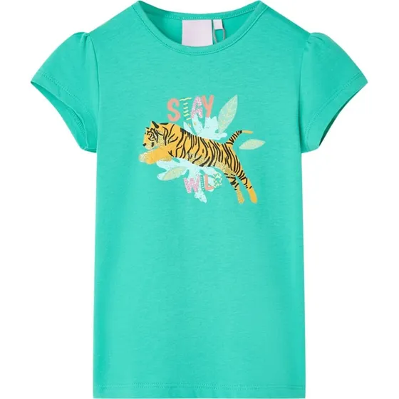 Brne T-shirt str. 140 - Mint med tigerprint