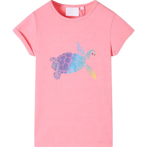 Børne T-shirt str. 116 - Lyserød kortærmet