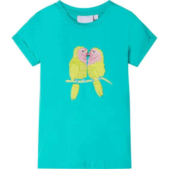 Børne T-shirt str.116 – Mintgrøn med print