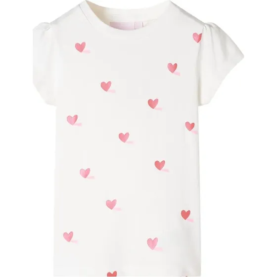 T-shirt brn 92 ecru med hjerteprint