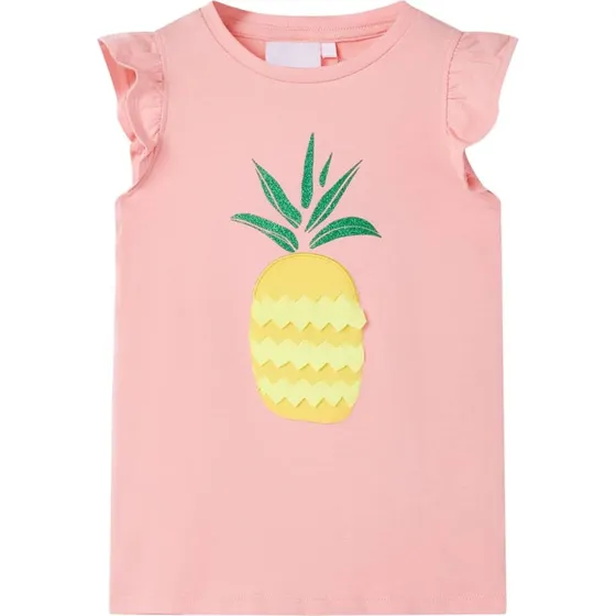 Børne T-shirt lyserød str. 116 med ananasprint
