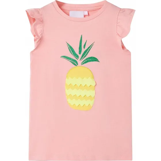 Lyserød T-shirt til børn str. 140 med ananasprint