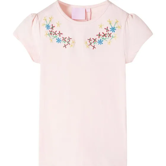 Lyserd T-shirt til brn str. 140  kortrmet blomsterprint