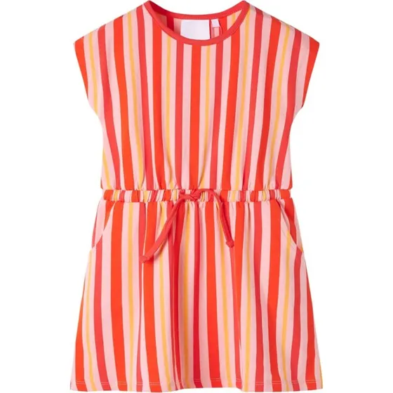 Brnekjole med snor rd/lyserd, str. 128