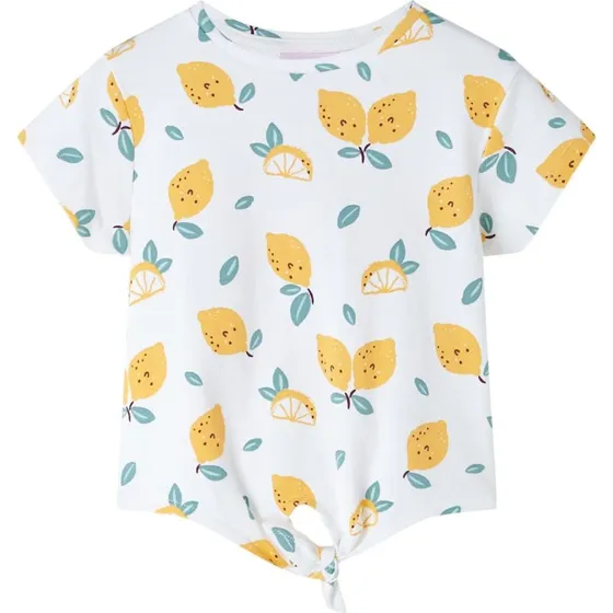 Børne-T-shirt str. 104 ecru med bundet kant