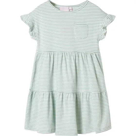 Børnekjole str. 140 i mintgrøn med flæseærmer