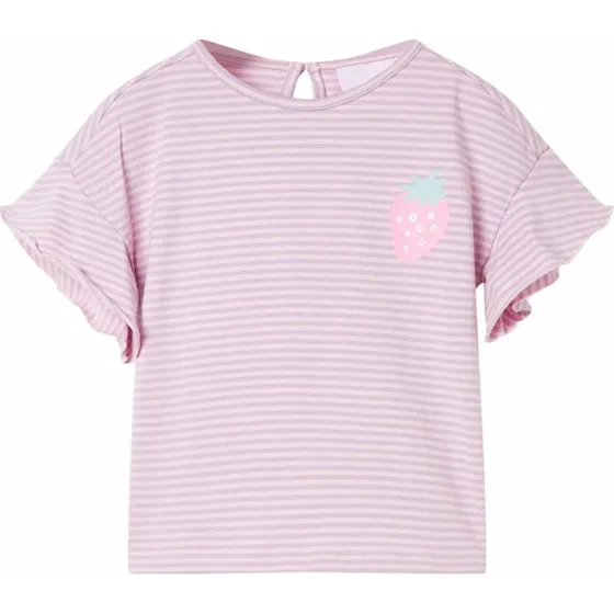 Kortrmet T-shirt brn str. 104 med flser - Lilla