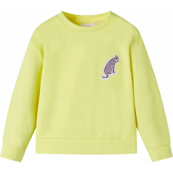 Børne-sweatshirt str. 104 – Gul, rund hals