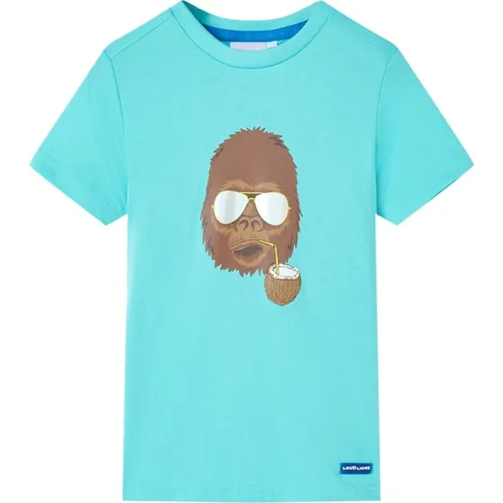 Kortærmet børne-T-shirt str. 140 – akvamarin, gorilla print