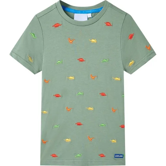 Kortærmet børne-T-shirt str. 128 – kakifarvet