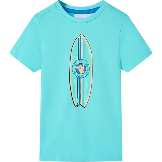 Børne T-shirt kortærmet str. 140 – Akvamarinblå