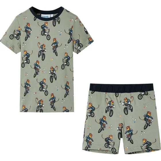 Brne-pyjamas str. 92 korte rmer lys kakifarve