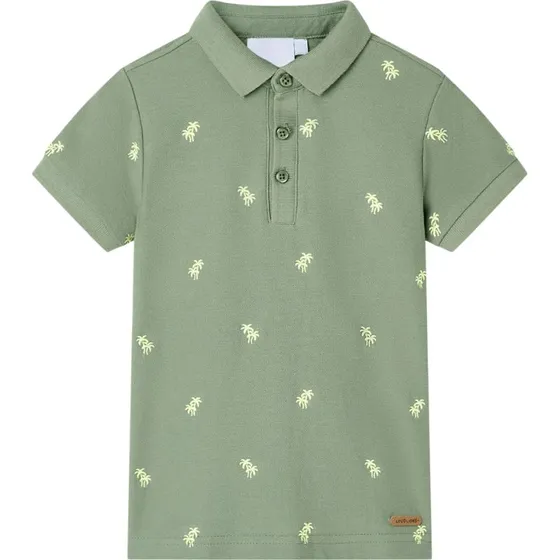 Poloshirt til børn 128 khaki med palmeprint