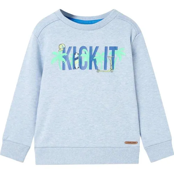 Børne-sweatshirt str. 128 blåmeleret