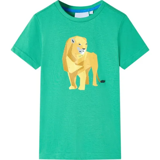 Brne T-shirt str. 104 grn med lveprint