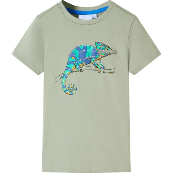 Kortrmet T-shirt brn str.104 lys kakifarve