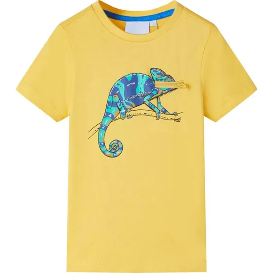 Kortrmet T-shirt brn str. 104 - Lys okkergul