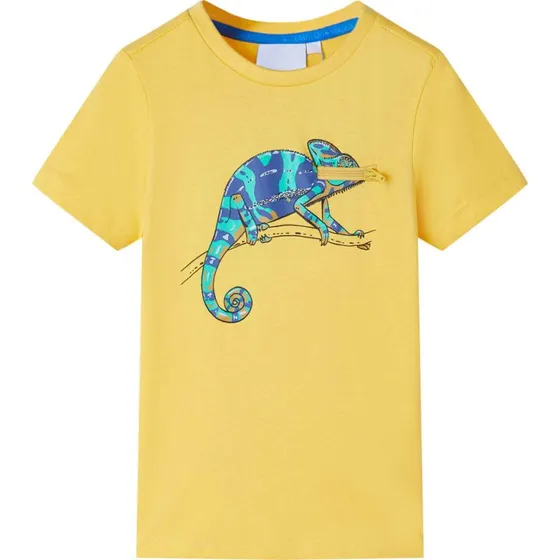 Børne T-shirt kortærmet str.116 - Lys okkergul