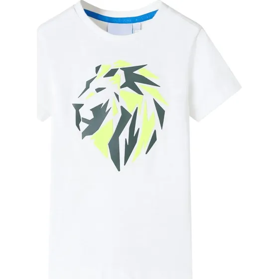 Børne T-shirt ecru str. 116 med løveprint