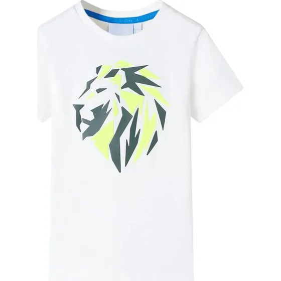 Børne T-shirt str. 140 i ecru med løveprint