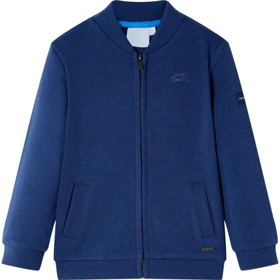 Børnesweatshirt med lynlås, str. 104 - marineblå