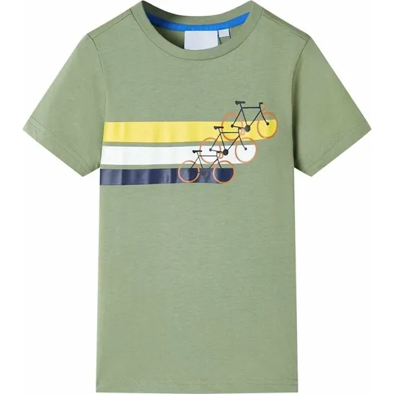 Kortærmet børne-T-shirt str.128 – lys kakifarve