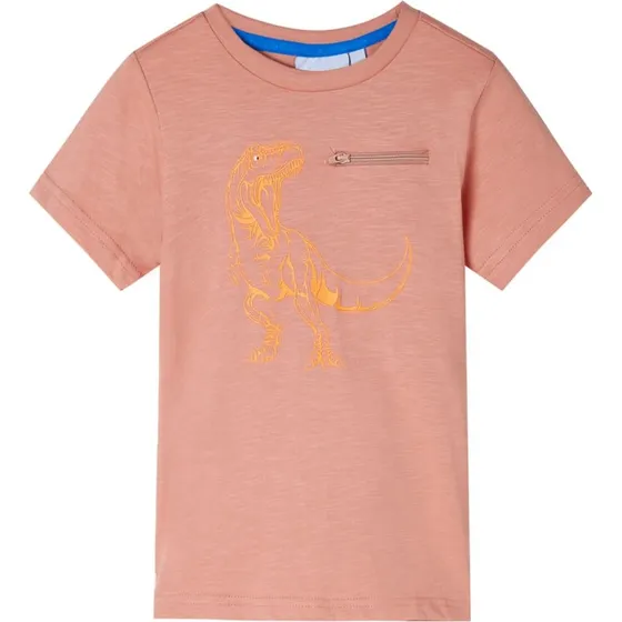 T-shirt til brn str. 128  lys orange med dinosaur