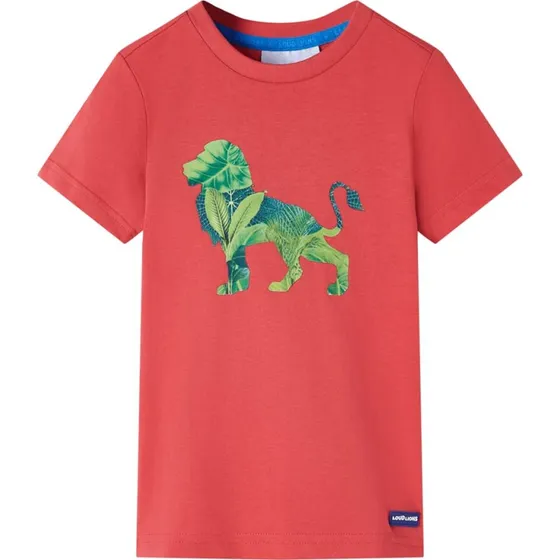 Rd T-shirt til brn str. 140 med lveprint