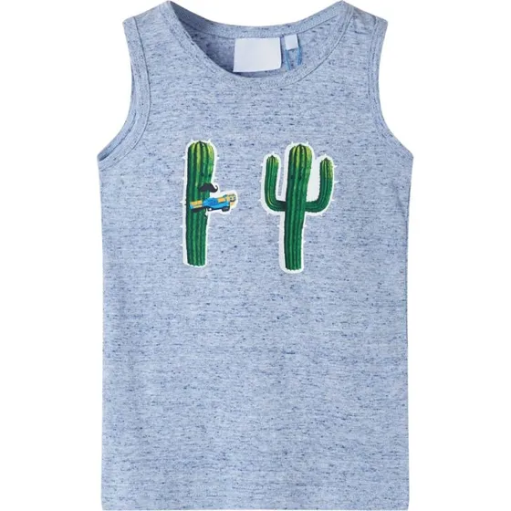 Tanktop brn str. 128 blmeleret med kaktusprint