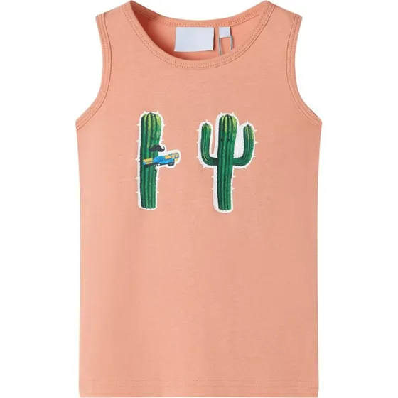 Tanktop til brn str. 140  lys orange kaktusprint