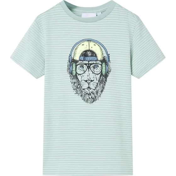 Brne T-shirt str. 116  Stribet lys mintgrn