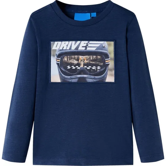 Langærmet T-shirt børn blåmeleret str.116