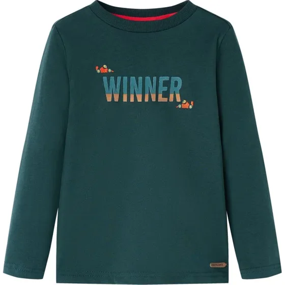 Langrmet T-shirt brn 104 mrkegrn - rund hals