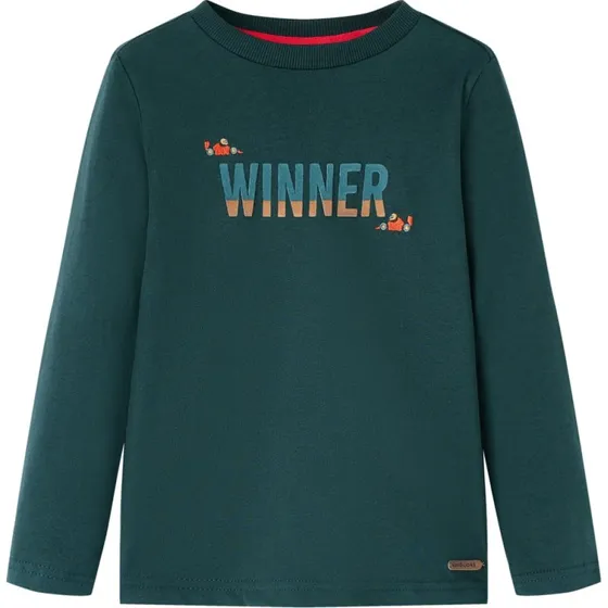 Langrmet T-shirt til brn str. 128  mrkegrn