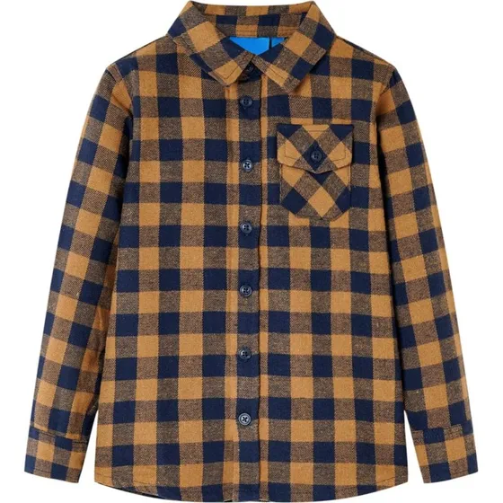 Ternet brneskjorte cognac/bl str. 92