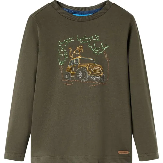 Langrmet T-shirt brn str. 104 kakifarvet