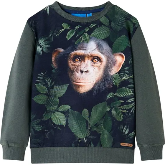 Brnesweatshirt str. 116 - Mrk kakifarve