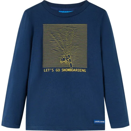 Langærmet T-shirt børn str. 116 – Marineblå