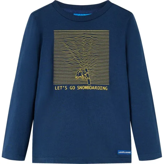 Langærmet T-shirt børn str. 128 – Marineblå