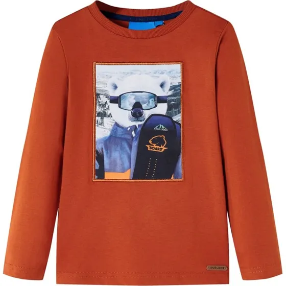 Langærmet T-shirt børn str. 140 – rust