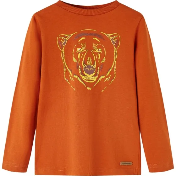 Langærmet T-shirt børn str. 104 – rustfarvet