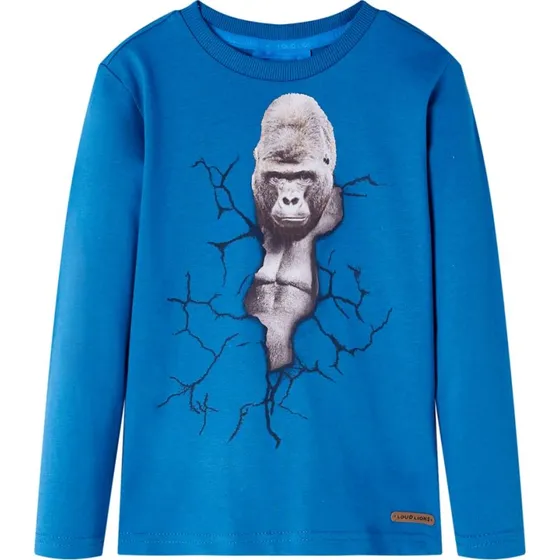 Langærmet T-shirt til børn str. 116 – petroleumsblå